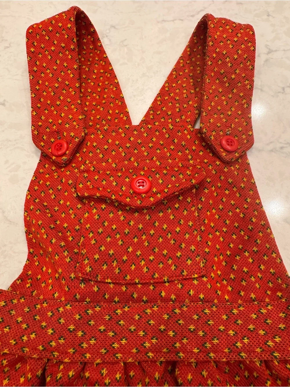 Vintage 1970s Carter’s Girls 6 Folk Art Pinafore Jumper Dress